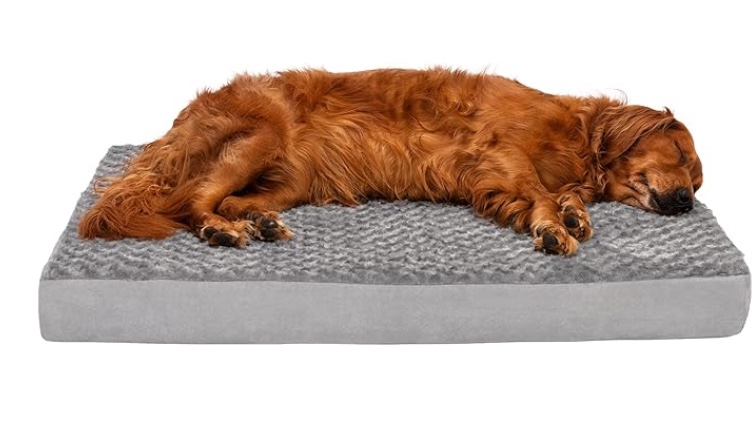 Furhaven Orthopedic Dog Bed for Large Dogs w/ Remor Dogs Up to 75 lbs - Ultra Plush Faux Fur & Suede Luxe I Gray, Jumbo/XL