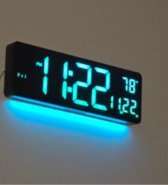 LED WALL MOUNTED CLOCK WITH COLORFUL NIGHT LIGHT