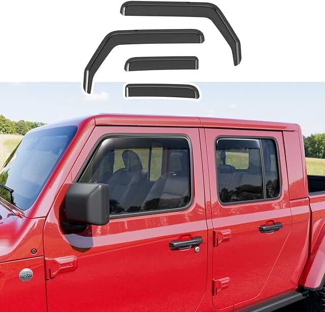 WATERPROOF SIDE WINDOW DEFLECTORS for jeep gladiator 20-on crew cab 
