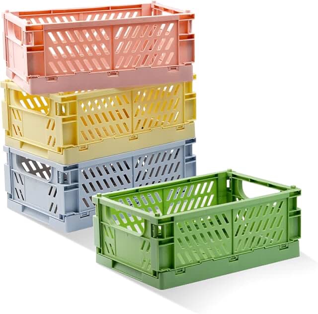 plastic foldable crates assorted colors 
