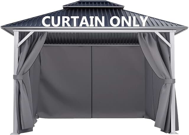 13 ft. x 10 ft. Patio Double Roof Gazebo Gray  ONLY CURTAINS 