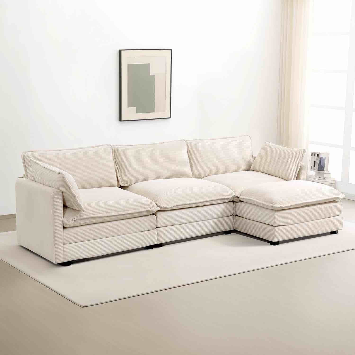 L- SHAPED COUCH BEIGE