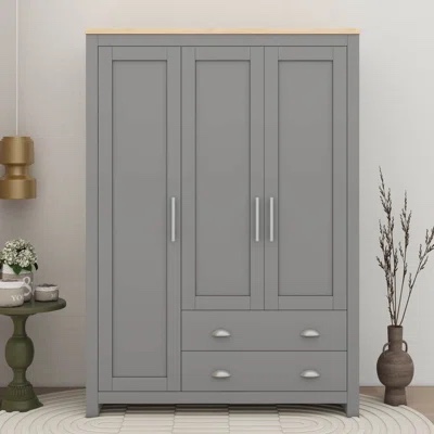WARDROBE 3 doors  + 2 drawers- Beteak+grey WF325858AAE