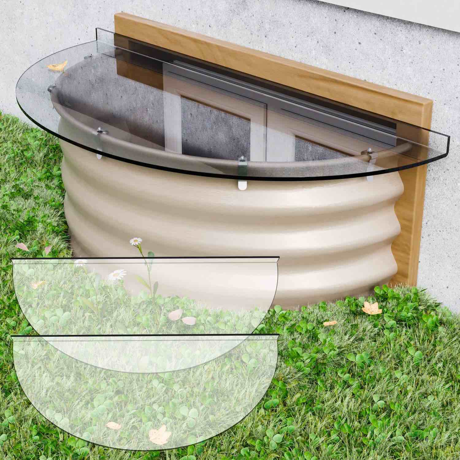QIPRAONO Basement Window Well Covers Outside Heavy-Duty Egress Window Well Cover Clear All-Weather A