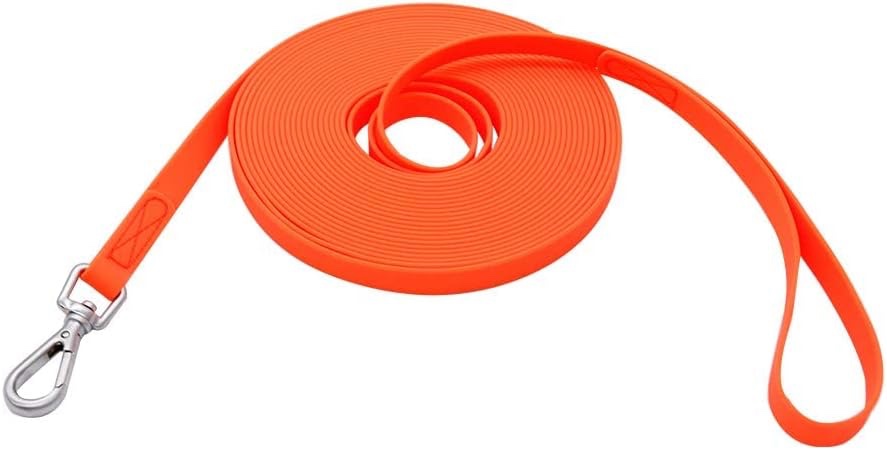 Wolfone Waterproof Dog Training Leash Long Line - Orange 16ft Outdoor Lead for Recall Beach Swimming