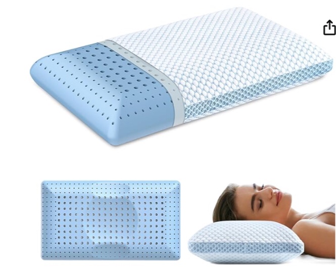 Memory Foam Pillows - Cooling Pillow for Pain Relief Sleeping, Neck Pillow with Dual-Sided Washable Cover, Breathable Bed Pillows for Side, Back, Stomach Sleepers (Blue)