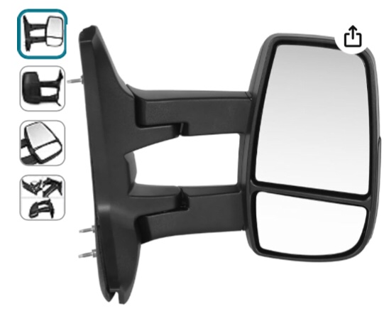 DNA MOTORING Passenger Right Side Door Mirror Compatible With FORD TRANSIT 150/250/350 2015-2019, FO1321625, OEM-MR-FO1321625