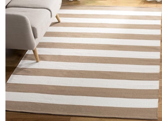 SAFAVIEH Montauk Collection Accent Rug - 3' x 5', Sand & Ivory, Handmade Flat Weave Boho Farmhouse Cotton Stripe, Ideal for High Traffic Areas in Entryway, Living Room, Bedroom (MTK712M)