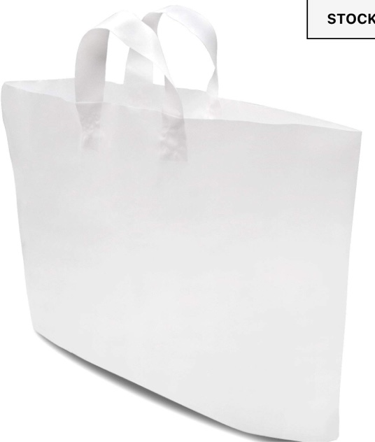 Plastic Bags with Handles - 50 Pack White Shopping Bags for Boutique, Large Opaque Plastic Tote Bags in Bulk for Small Business, Retail Stores, Parties, Events, Take Out, Thank You, Gifts - 19.5x15x4