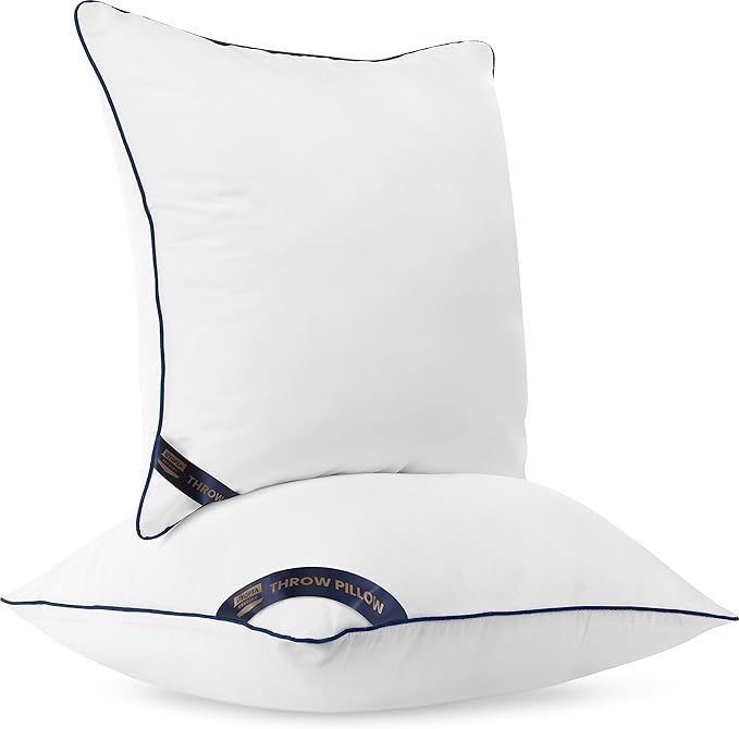 Utopia Bedding Throw Pillow Inserts (Pack of 2 White), 18 x 18 Inches Decorative Indoor Pillows for Sofa, Bed, Couch, Cushion Sham Stuffer