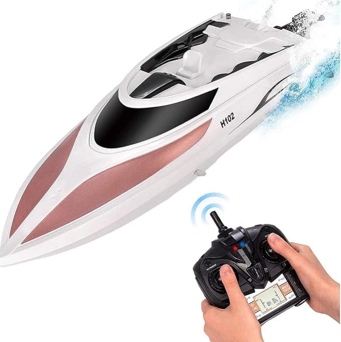 RC Boat - Remote Control Boat for Kids and Adults  20 MPH Speed  Durable Structure  Innovative Features  Incredible Waves  Pool or Lake - 4 Channel Racing  2.4 GHz Remote Control - H102 Model