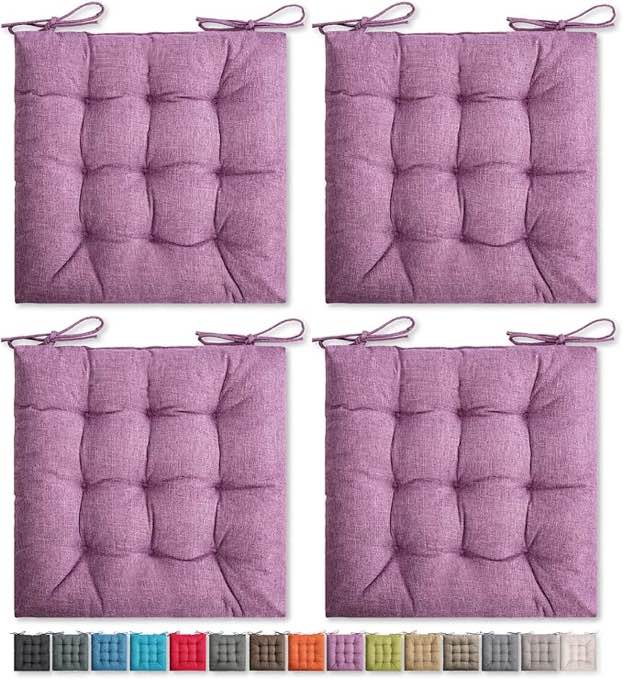 SQUARE MOON 4 Pack Chair Cushions, Seat Cushions, Chair Pads, Chair Mat for Indoor, Outdoor Dining Chairs, Kitchen Chairs, Dining Room Chairs, Patio Furniture Cushions (16"  16"  4 Pack, Lavender)