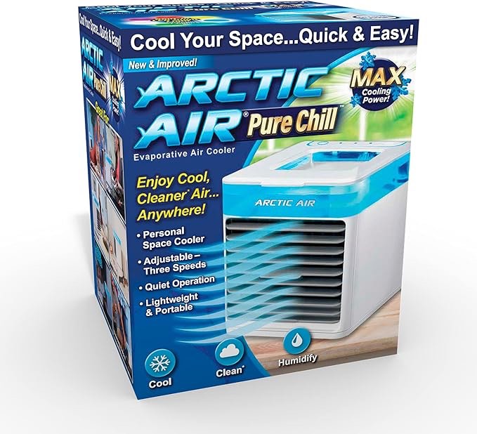Ontel Arctic Air Pure Chill XL, Evaporative Air Cooler, Powerful, Quiet, Lightweight Oscillating Portable Air Cooler, Hydro-Chill Technology Bedroom, Office, Living Room & More