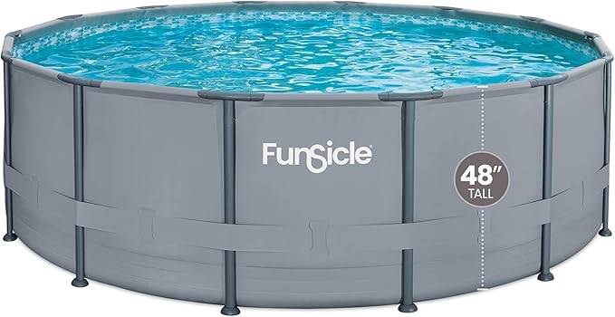 Funsicle 14 ft Oasis Round Above Ground Metal Frame Swimming Pool  Includes SkimmerPlus Pump  Age 6 & up