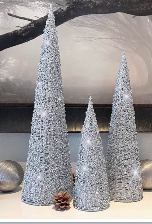 Set of 1 Silver Glittered and Sequined Sparkling Mesh Christmas ...incomplete 