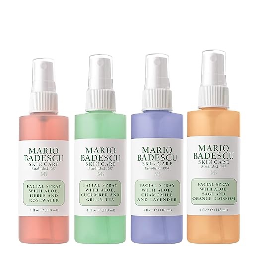 Mario Badescu Facial Spray Collection with Rose Water, Cucumber, Lavender and Orange Blossom, Multi-Purpose Cooling and Hydrating Face Mist for All Skin Types, Dewy Finish
