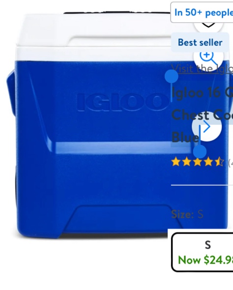 Igloo 16 QT Laguna Ice Chest Cooler with Wheels, Blue