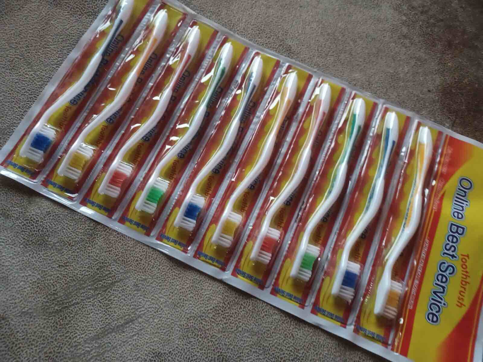 10 Toothbrush Standard Classic Medium Soft Individually wrapped.