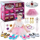 Princess Dress Up Shoes and Jewelry Boutique Set for Little Girls | 4 Pairs of Shoes and Accessories