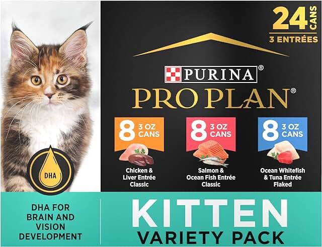 (Best Before JUL-2025)Purina Pro Plan High Protein Wet Kitten Food Variety Pack, DEVELOPMENT Kitten Favorites - (24) 3 oz. Cans Variety Pack Variety Pack 3 Ounce (Pack of 24)