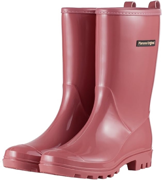 size 7. planone Mid Calf Waterproof Rain Boots For Women Anti-Slipping Garden Shoes Comfortable Insoles Stylish Light Rain Shoes Outdoor Work Shoes