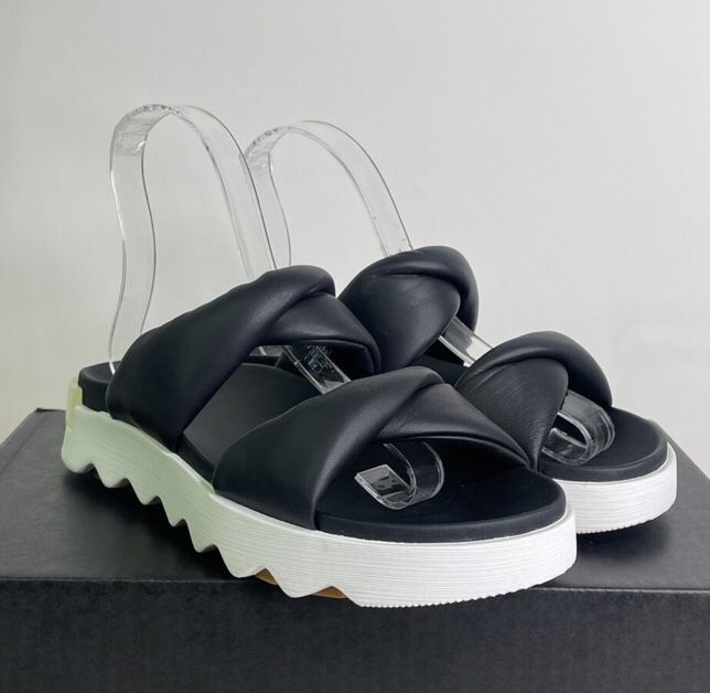 Sorel Viibe Twist Slide Casual Sandals, Black/Sea Salt Women's Size 8