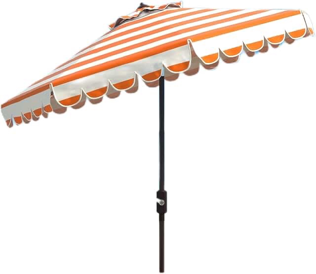 safavieh pat8011a outdoor collection maui orange single scallop striped 9ft crank push button tilt umbrella
