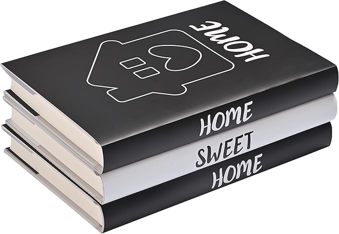 Decorative Books for Home Decor, Farmhouse Stacked Books, Hardcover Stacked Books for Bookshelf Decor, Home|Sweet|Home(Set of 3) Nightstand Decor Books for Coffee Tables Shelves Entryway Living Room