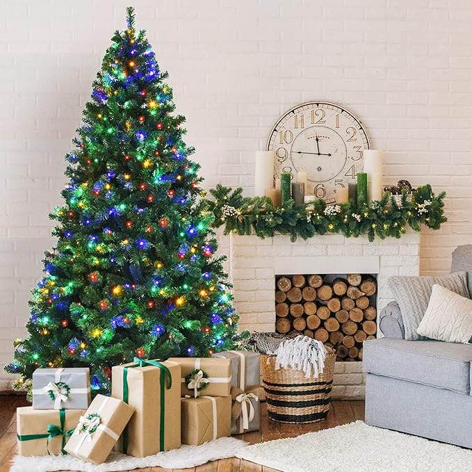 7.5 Ft Pre-lit Pvc Artificial Christmas Tree Auto-spread/close Up Premium Spruce