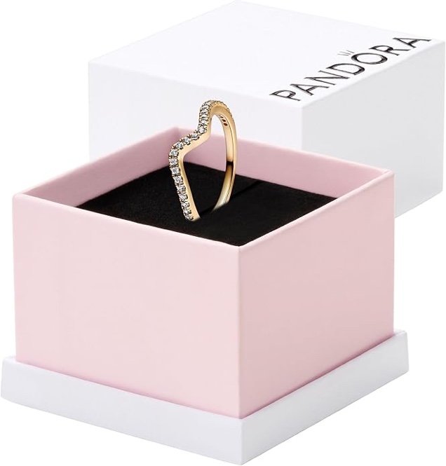 size 5 PANDORA Sparkling Wave Ring - Ring for Women - Layering or Stackable Ring - Gift for Her - Clear Cubic Zirconia - With Gift Box