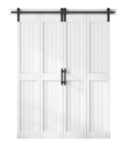 (SIMILAR ITEM) Assembled 84" H MDF Bi-Fold Barn Door with Hardware Kit, Covered with PVC Surface