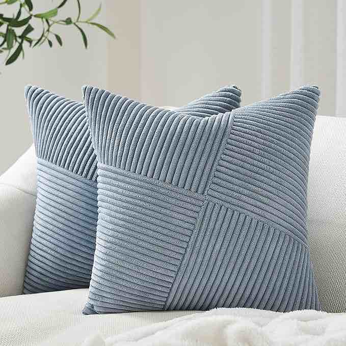 Striped Square Throw Pillow Cover Color/Pattern: Dusty Blue, Size: 18"H x 18"W