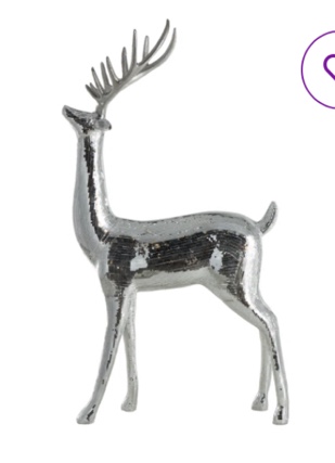 Fiberglass Floor Reindeer Christmas Sculpture With Mosaic Pattern Color: Silver