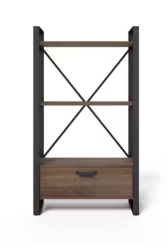 allen + roth Light Oak Metal 3 -Shelf Bookcase ( 28-Inches W x 50-Inches H x 14-Inches D 