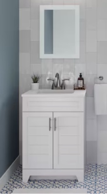 Style Selections Kirkman 24-in White Single Sink Bathroom Vanity with White Cultured Marble 