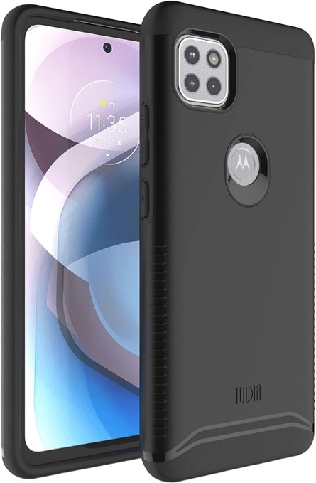 TUDIA DualShield Designed for Motorola One 5G ACE Phone Case 2021, [Merge] Shockproof Military Grade Dual Layer Tough Slim Heavy Duty Protection for Moto One 5G UW ACE Case - Matte Black