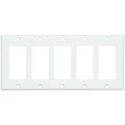 (3 pack )Eaton 5-Gang White Plastic Decorator Wall Plate