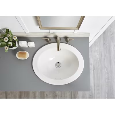 allen + roth Vitreous china Drop-in Oval Traditional White Bathroom Sink ( 20-Inches x