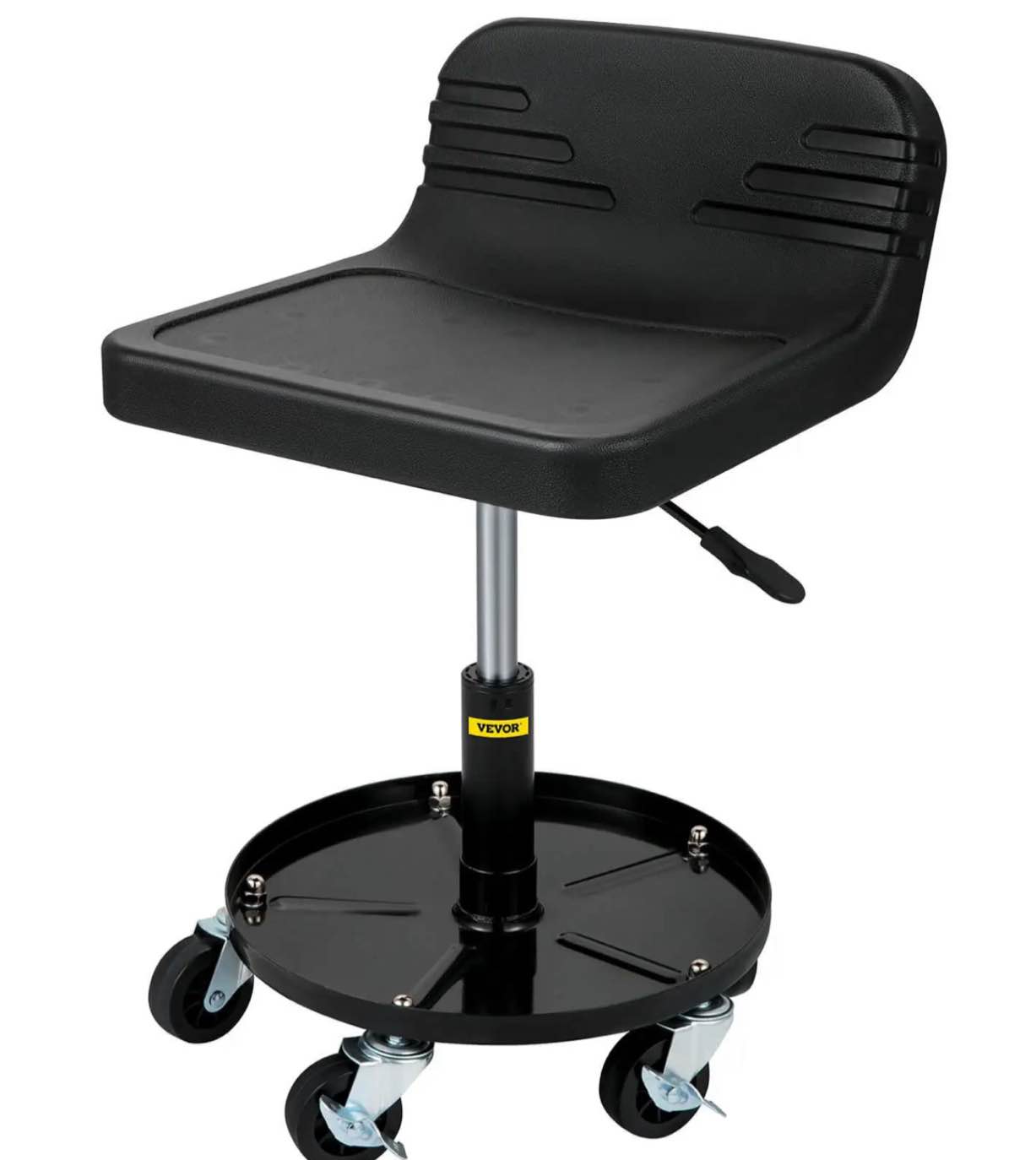 VEVOR Taburete Rolling Shop, altura ajustable, respaldo bajo, ruedas giratorias de 360 grados, capacidad de 300 libras con bandeja de herramientas adecuada para el hogar, garaje, uso en taller,