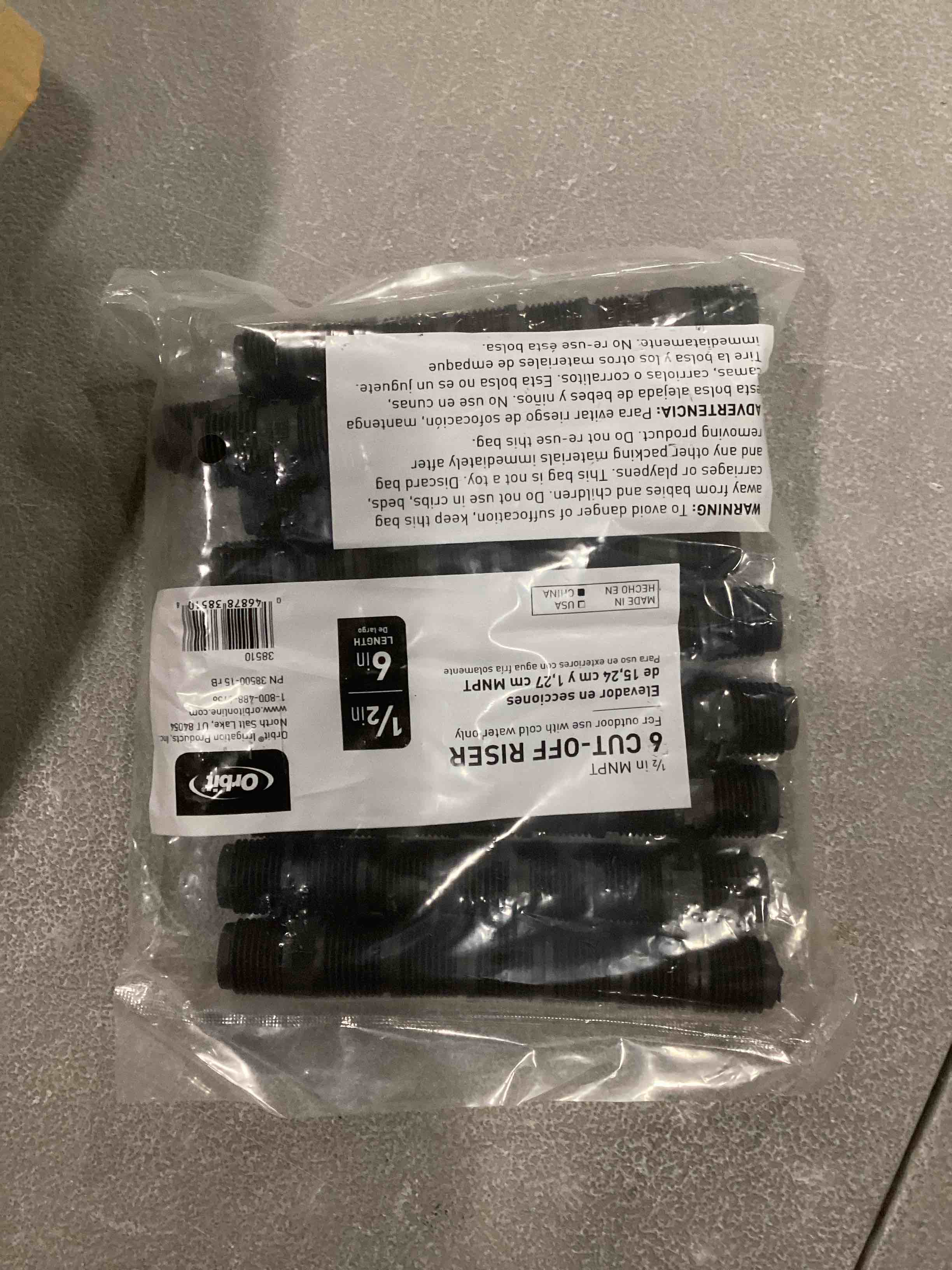 Condition photo showing Brand New for Orbit Irrigation Products 38510 Underground Sprinkler PVC Cut-Off Riser  1/2 x 6-In.  10-Pk.
