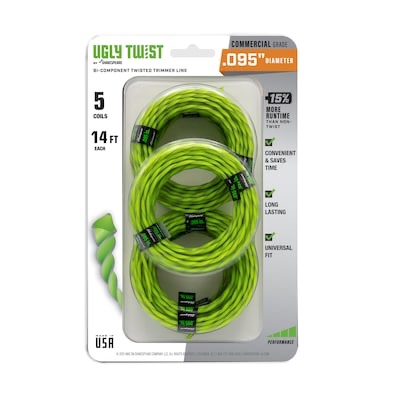 Ugly Twist by Shakespeare Commercial Grade Twisted Trimmer Line - .095", 5 coils with 14 ft. Each