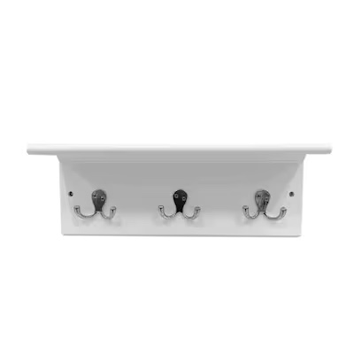 allen + roth 3 -Hook 17.5-Inches x 6.5-Inches H White rail and chrome hooks Decorative Wall