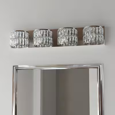 allen + roth Willow 4Lt Chrome/Crystal Glass Vanity Light