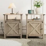 Behost Nightstand for Bedroom Set of 2,Farmhouse Nightstand Bedside Table for Bedroom Furniture,Light Brown