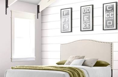 Belle Isle Ivey Upholstered Headboard  Queen  Beige