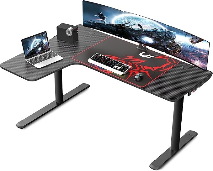EUREKA ERGONOMIC L Shaped Gaming Desk, 60 Inch L60 Home Office Corner PC Computer Gamer Table Large Writing Workstation Gifts w Mouse Pad Cable Management, Space Saving, Easy to Assemble, Left, Black