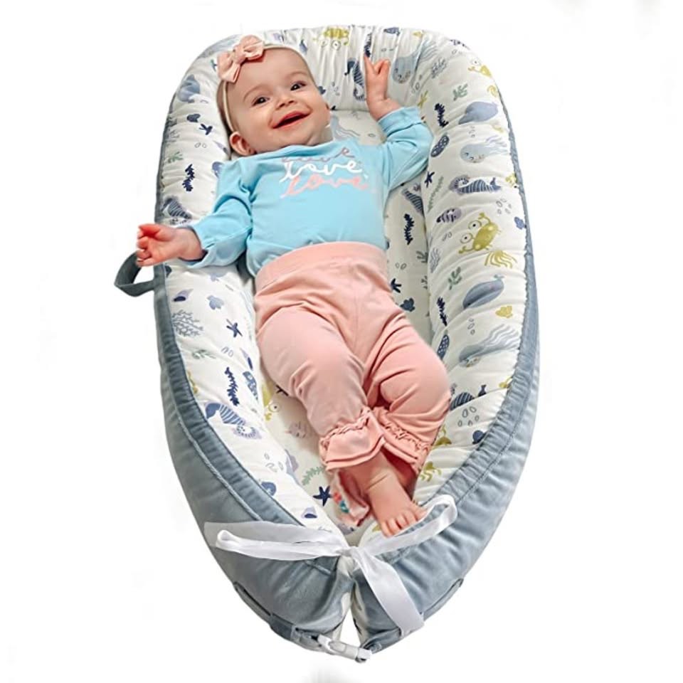 Hiseeme Baby Lounger - Baby Nest, Premium Breathable Natural Cotton Toddler Bed