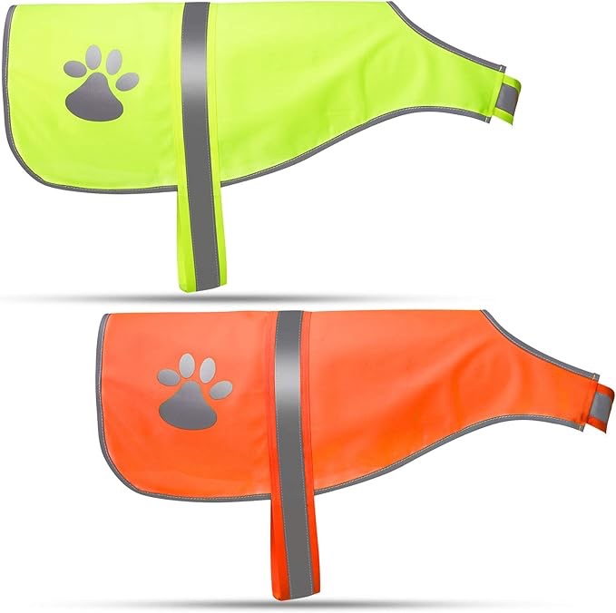 Geyoga 2 Pieces Dog Reflective Vest Adjustable Dog Safety Vest Pet Dog High Visibility Apparel for Outdoor Activities Walking Hunting (Orange, Fluorescent Yellow,M) Medium Orange, Fluorescent Yellow