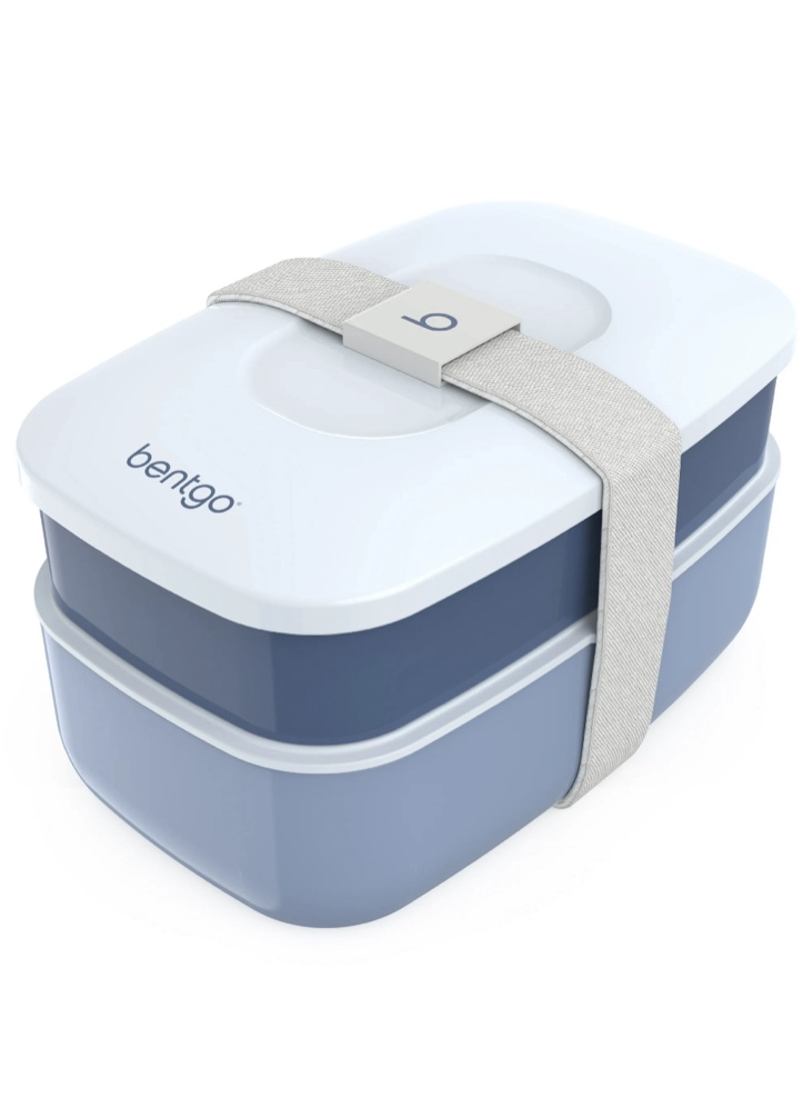 Bentgo Classic - All-in-One Stackable Bento Lunch Box Container - Modern Bento-Style Design Includes 2 Stackable Containers, Built-in Plastic Utensil Set, and Nylon Sealing Strap (Slate)