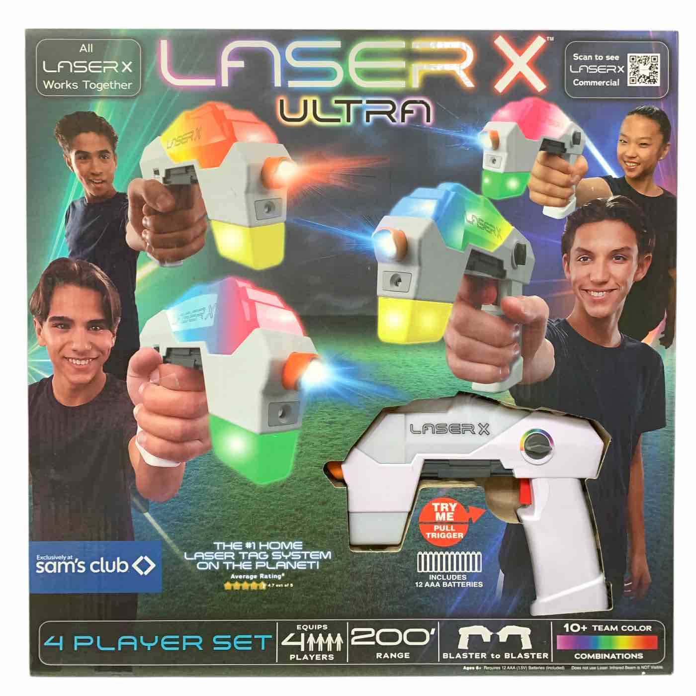Laser X Ultra 4-Player Laser Tag Blaster Set, Blaster to Blaster, 200ft Range